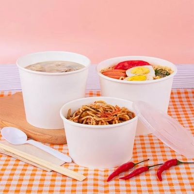 کاسه سوپ یکبار مصرف با ظرفیت بزرگ با روکش پلی اتیلن چاپی سفارشی کاسه سالاد کاغذ سفید