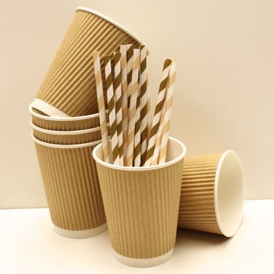 فنجان های کاغذی کرافت برای نوشیدن با پوشش پلی اتیلن با چاپ فلکسو سازگار با محیط زیست