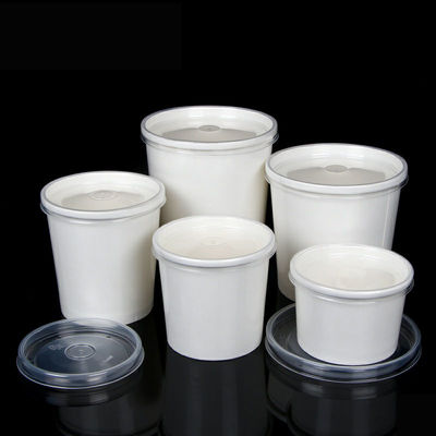 ظروف سوپ کاغذی سفید یکبار مصرف تک جداره ظروف سوپ کرافت 300 گرمی با درب PP