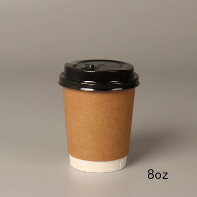 فنجان قهوه سرد/گرم کاغذ یکبار مصرف 8 اونس 14 اونس 16 اونس با درب PP مشکی